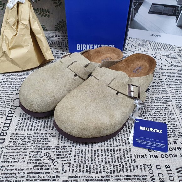 New Boston Ladies Taupe Suede Clogs Slipper - Picture 7 of 7